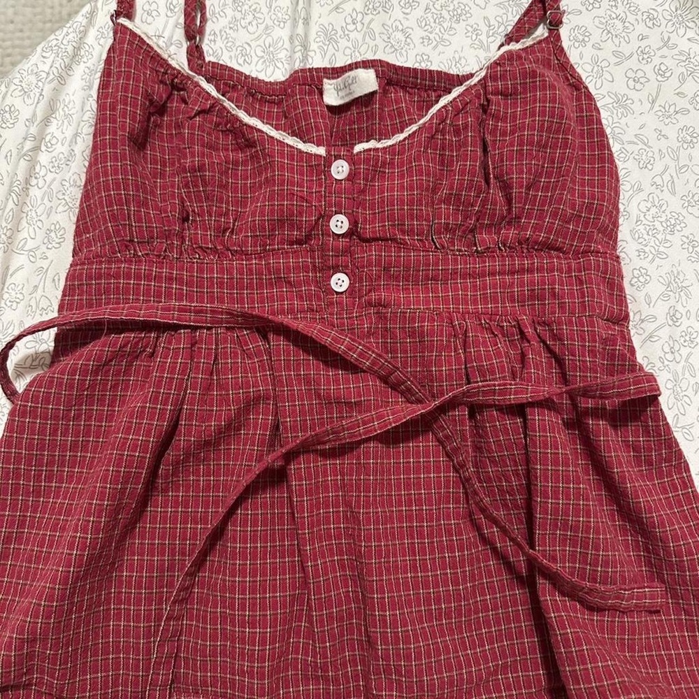 Brandy Melville Red Plaid Midi Dress